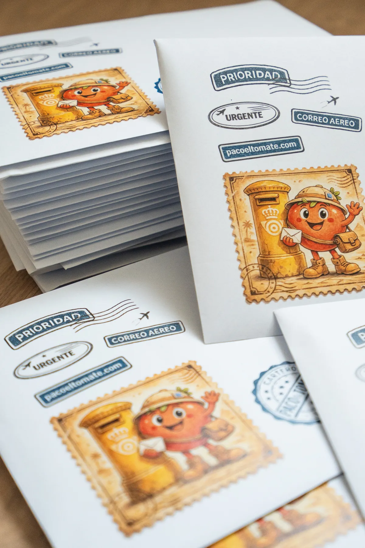 Sobres de Paco el Tomate con sellos y estampas