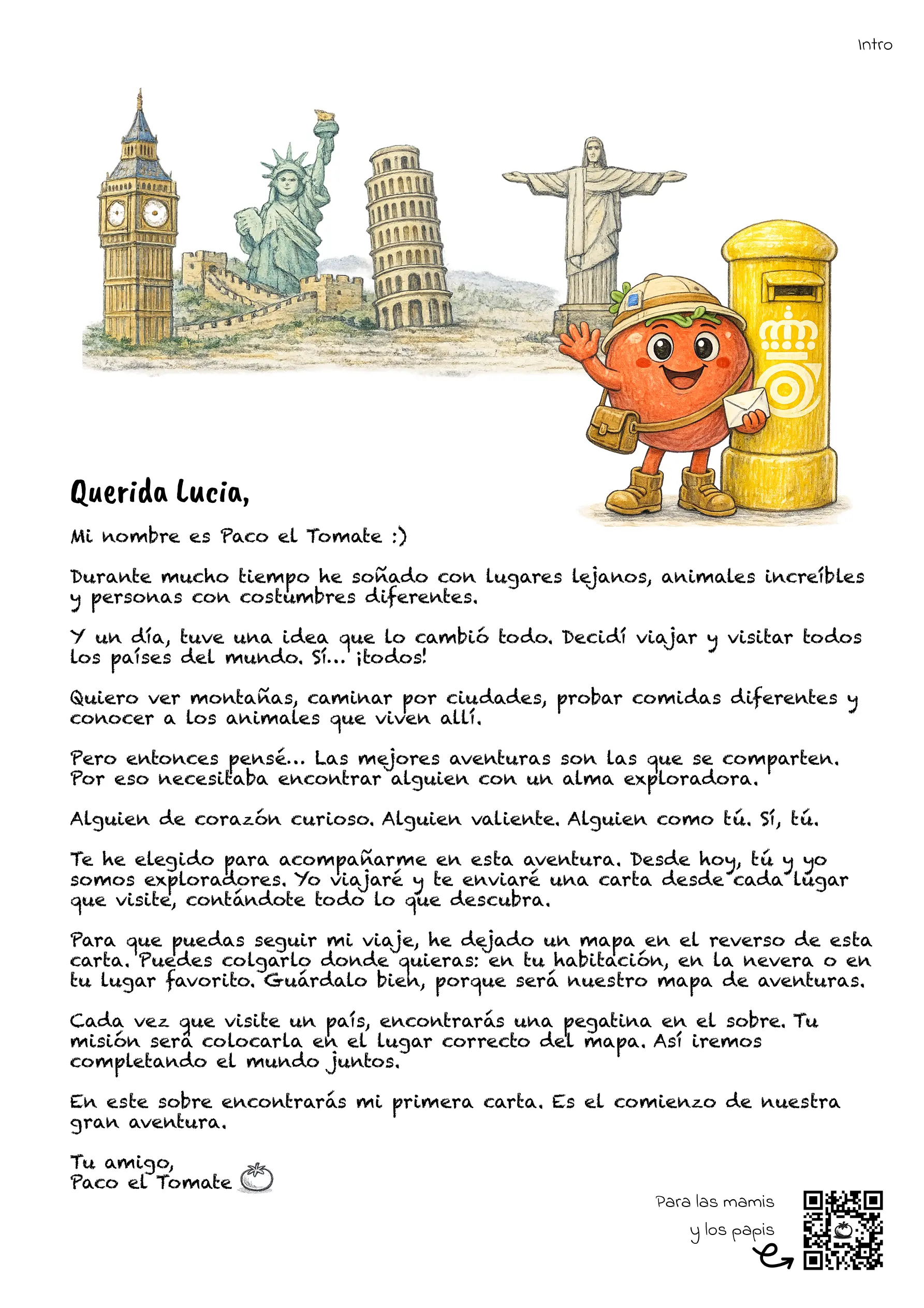 Portada de la carta